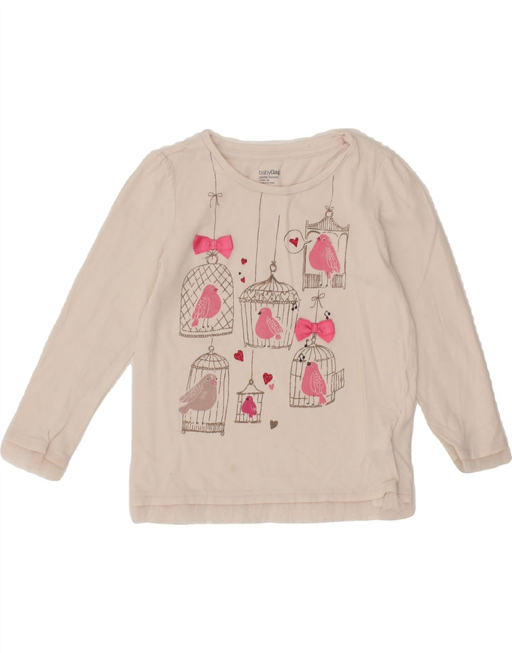 GAP Girls Graphic Top Long Sleeve 3-4 Years Beige Cotton Vintage Gap and Second-Hand Gap from Messina Hembry 