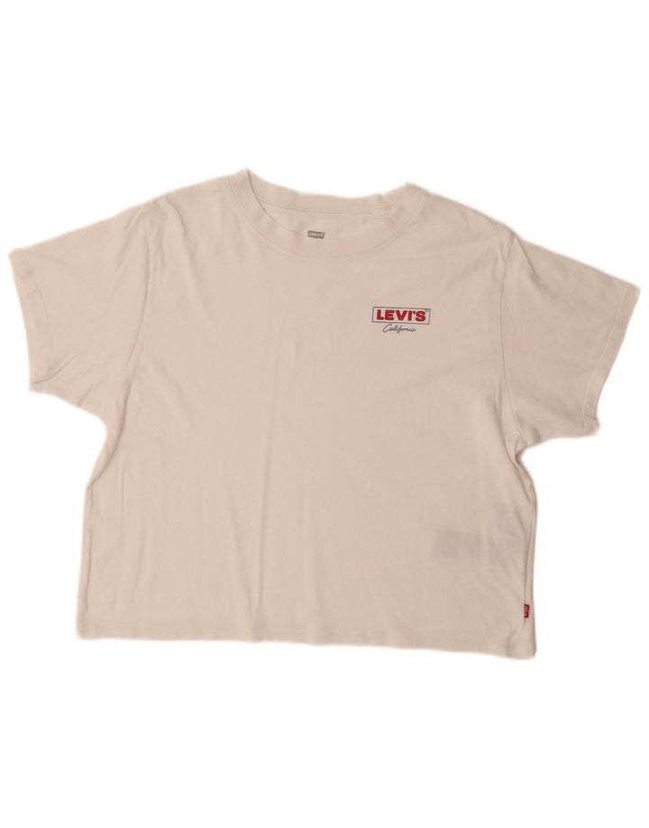 Camiseta feminina superdimensionada LEVI'S UK 10 algodão branco pequeno
