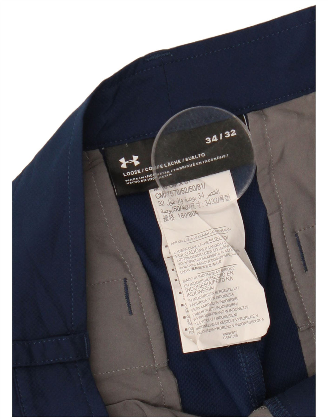 UNDER ARMOUR Calça masculina reta casual W34 L32 poliéster azul marinho