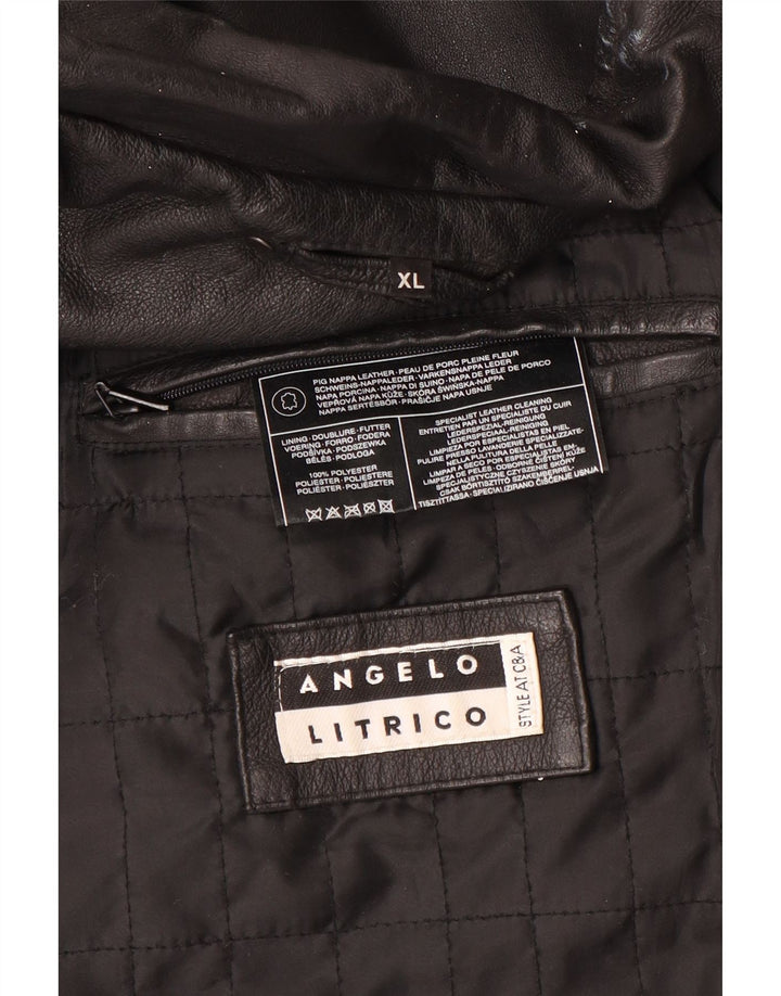 Jaqueta de couro masculina Angelo Litrico UK 42 XL couro preto