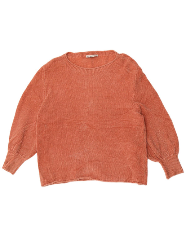Zara Suéter feminino oversized com gola canoa Reino Unido 14 médio laranja