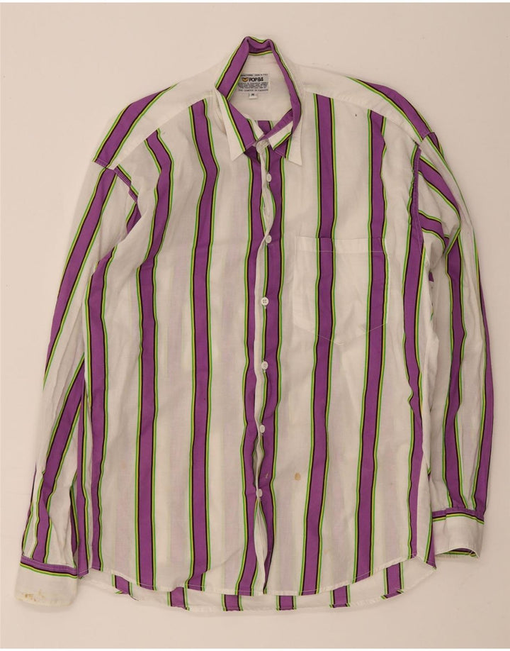 Camisa masculina POP 84 listrada branca média