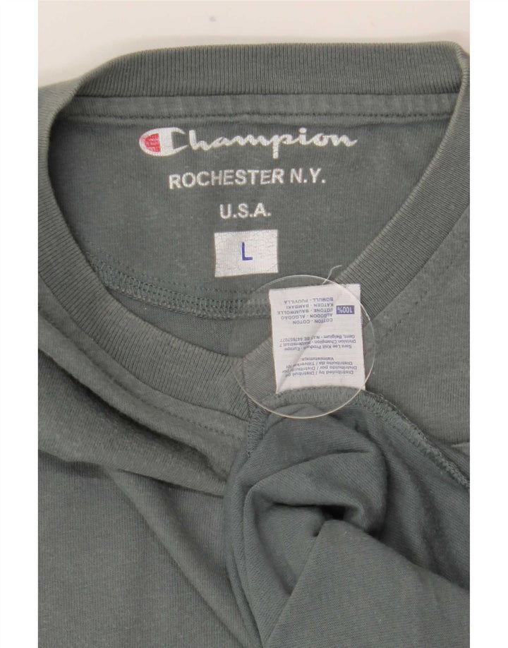 Champion Mens Top Manga Longa Grande Algodão Cinza