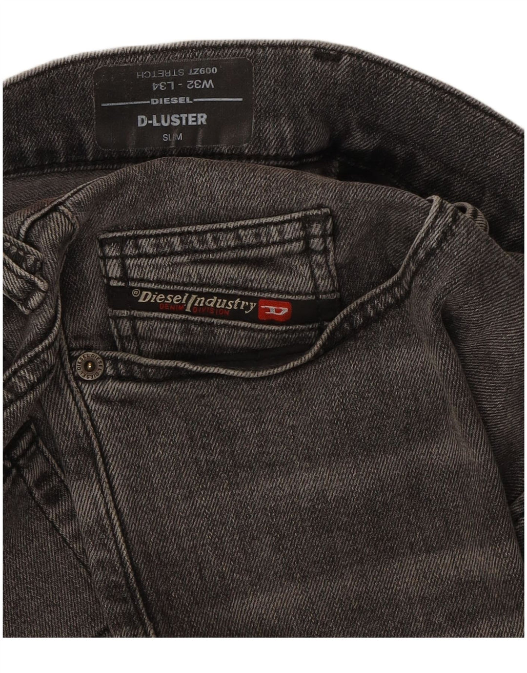 DIESEL Masculino D-Luster Slim Jeans W32 L34 Algodão Cinza