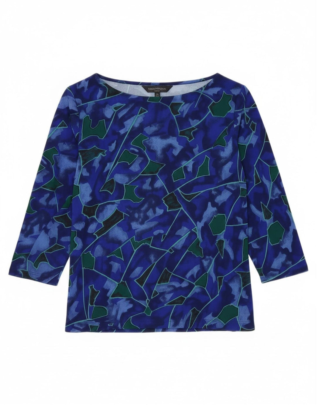 Top feminino Valstar com estampa abstrata manga 3/4 UK 18 XL azul