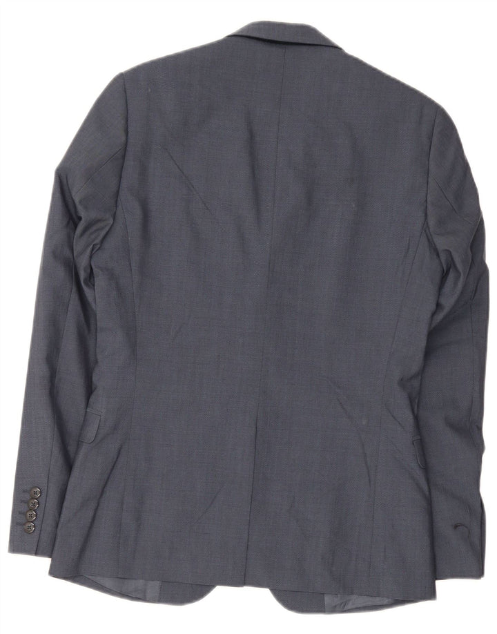 Jaqueta blazer masculina Dkny com 2 botões Slim Fit Reino Unido 36 pequena lã azul marinho