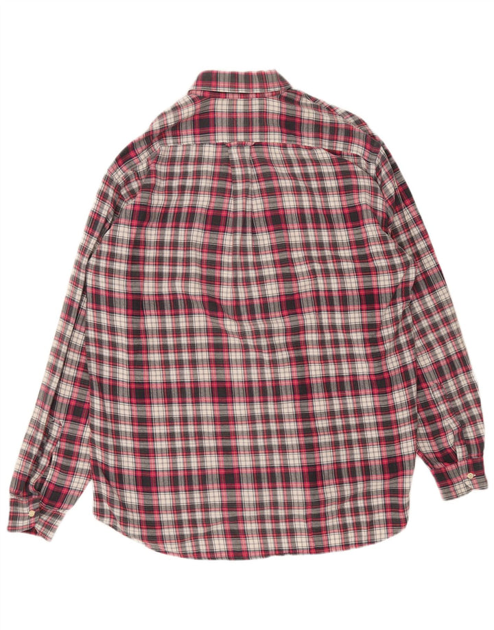 Camisa masculina vintage de flanela grande algodão xadrez vermelho