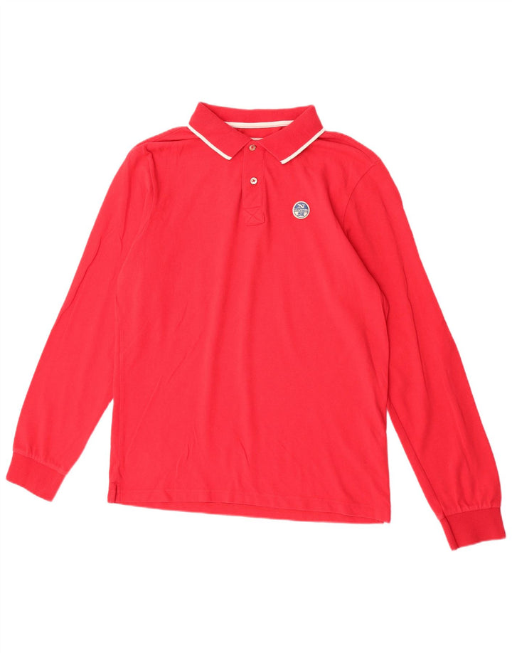 Camisa polo masculina de manga comprida North Sails grande algodão vermelho