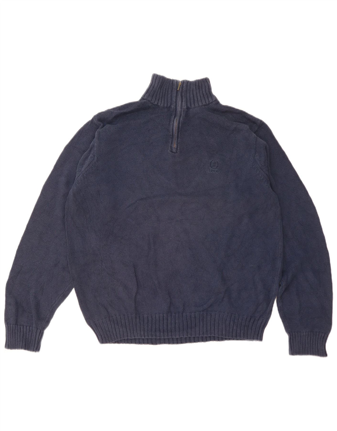 Suéter masculino Izod com zíper e gola alta de algodão azul marinho médio