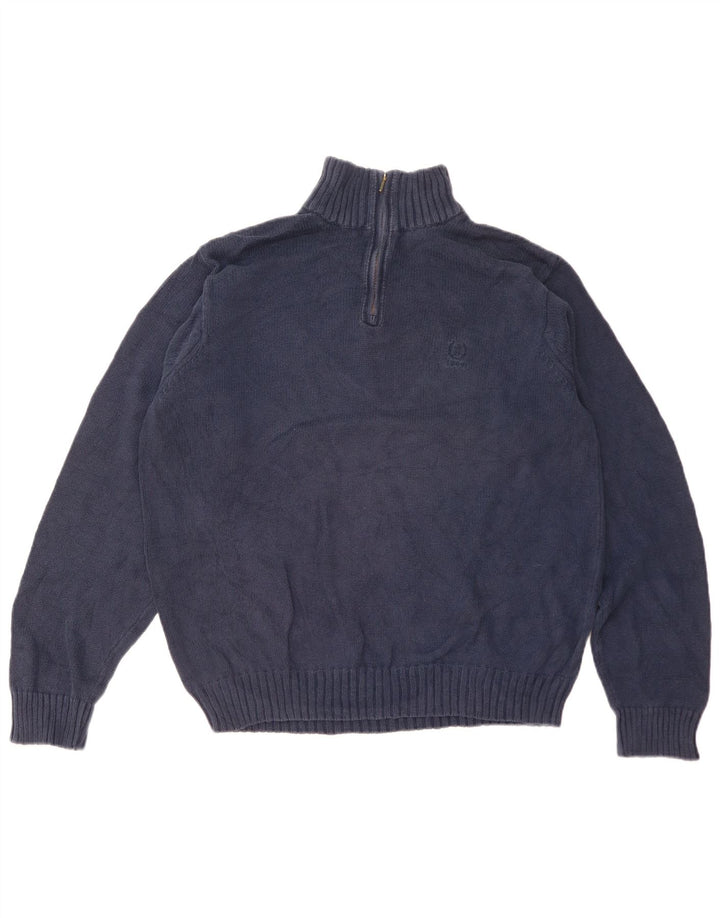 Suéter masculino Izod com zíper e gola alta de algodão azul marinho médio