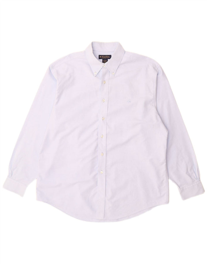 Camisa masculina Brooks Brothers grande algodão azul
