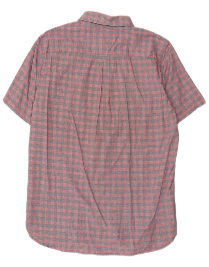 Camisa masculina Superdry manga curta regular fit grande algodão xadrez rosa