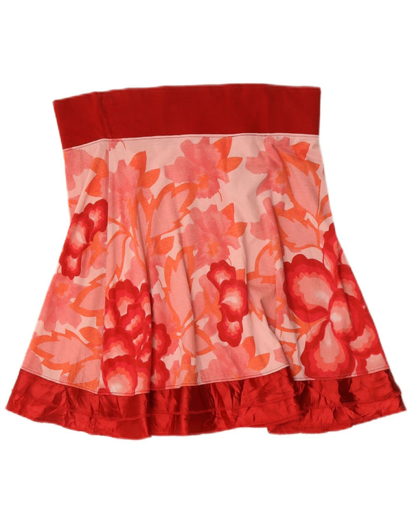 Desigual saia feminina gráfica linha A XL W36 vermelho floral