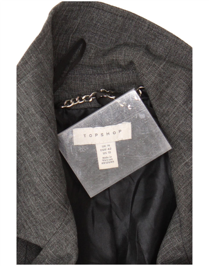 Topshop Womens Oversized Trench Coat UK 14 Grande Poliéster Cinza