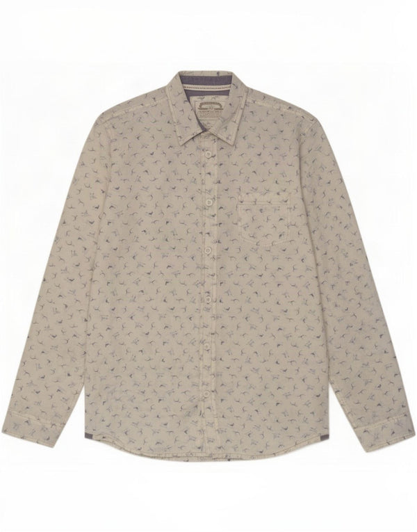 White Stuff Mens Camisa Slim Fit Algodão Animal Estampado Médio