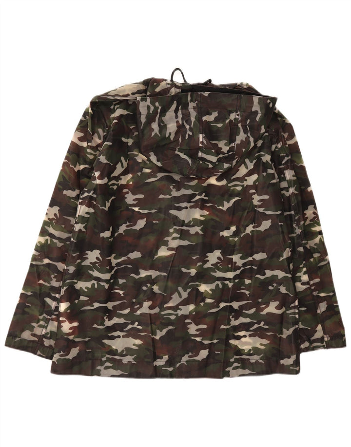 Jaqueta militar feminina com capuz ZARA UK 14 camuflagem cáqui média