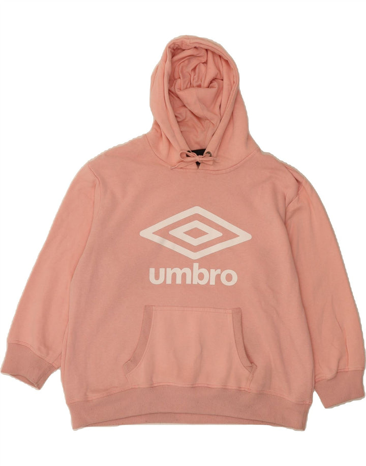UMBRO Womens Graphic Hoodie Jumper UK 18 XL Pink Cotton Vintage Umbro and Second-Hand Umbro from Messina Hembry 
