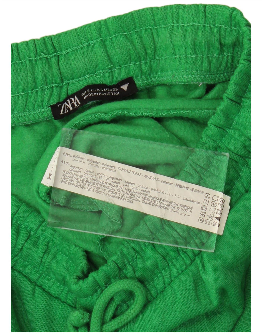 Calça de treino feminina Zara Joggers UK 10 poliéster verde pequeno