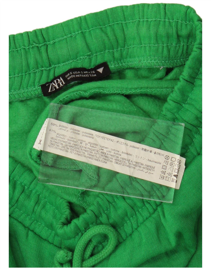 Calça de treino feminina Zara Joggers UK 10 poliéster verde pequeno
