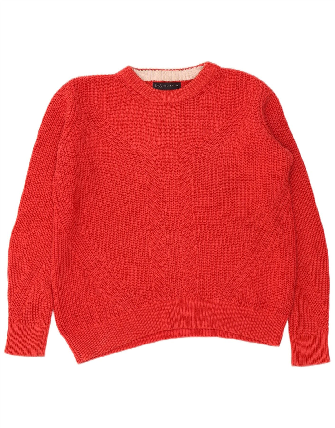 Suéter masculino Marks & Spencer com gola redonda, pequeno algodão vermelho