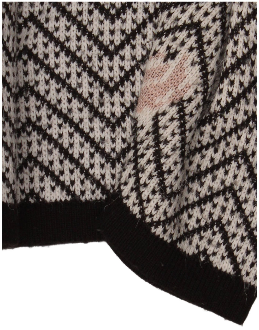 Suéter Cardigan Feminino Vintage Reino Unido 16 Grande Chevron Branco