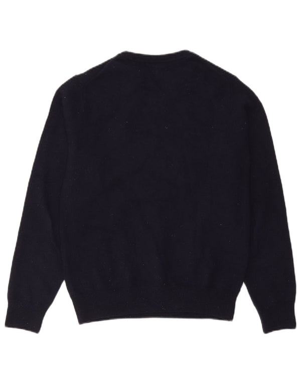 Suéter masculino Lacoste com gola redonda, tamanho 3, pequeno, azul marinho, lã nova