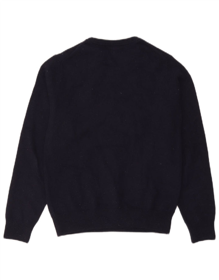 Suéter masculino Lacoste com gola redonda, tamanho 3, pequeno, azul marinho, lã nova