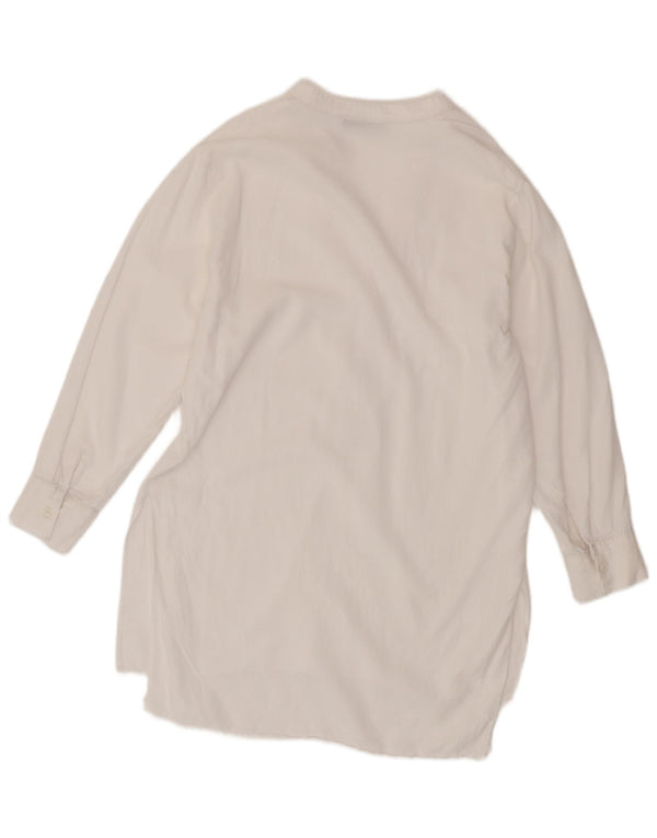 Vestido feminino Zara manga comprida oversized shift UK 10 pequeno branco
