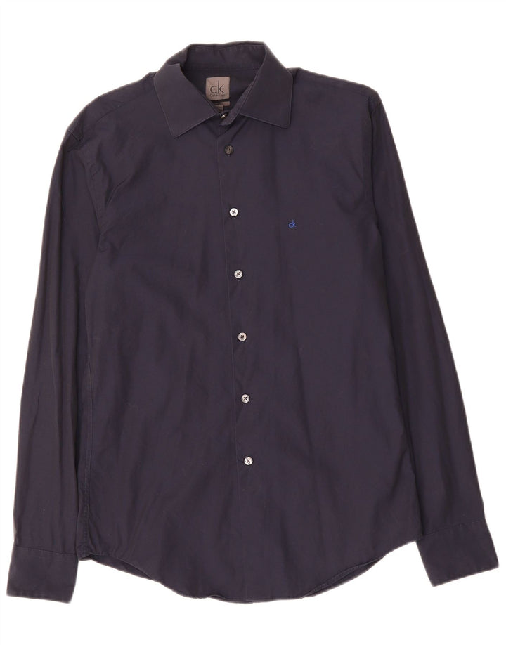 CALVIN KLEIN Camisa masculina slim fit pequena algodão azul marinho