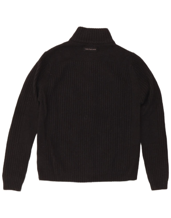 Suéter cardigã masculino Calvin Klein grande lã merino preta