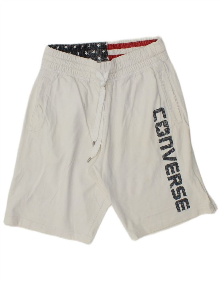 Shorts esportivos gráficos masculinos Converse pequeno algodão branco