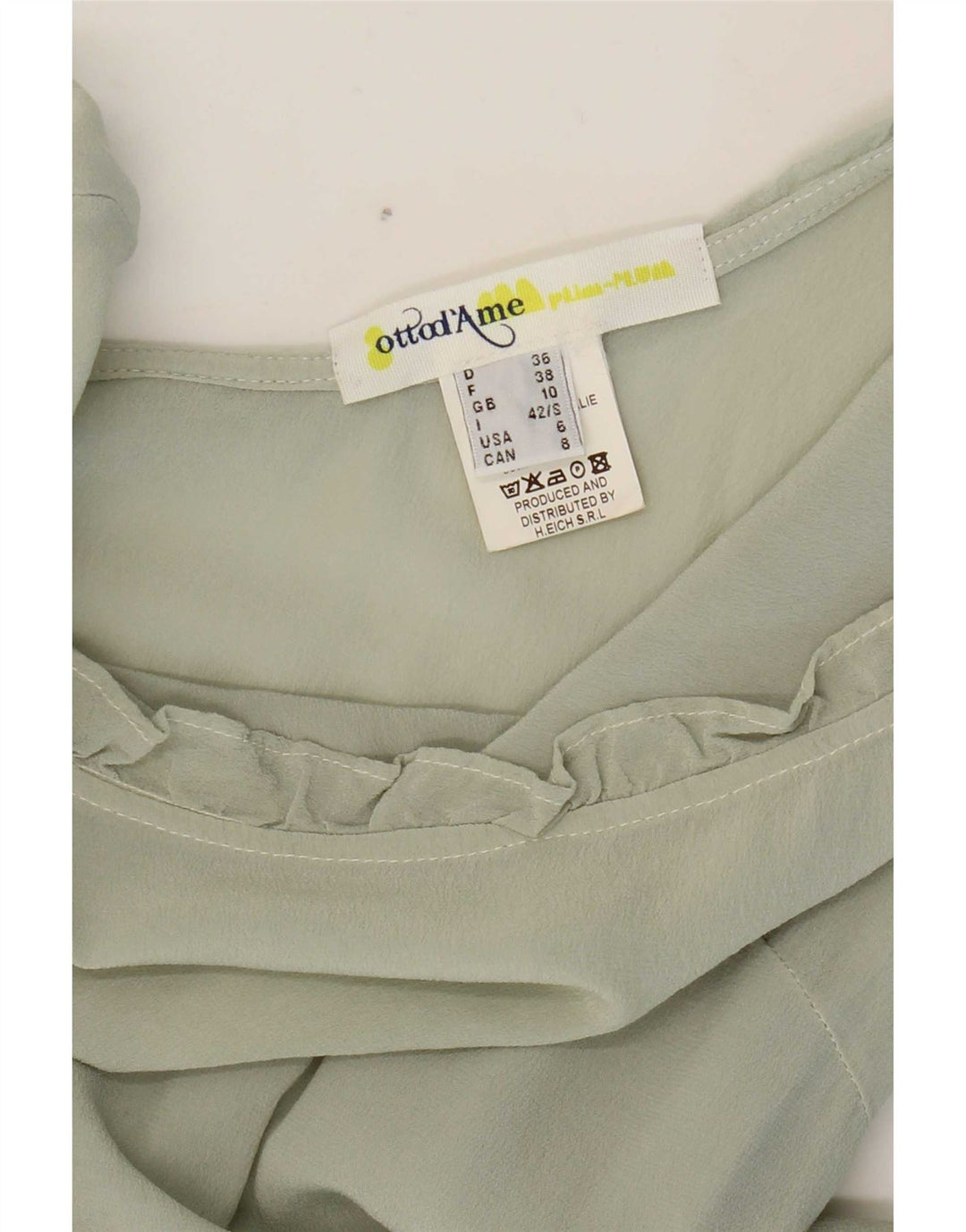 Blusa feminina manga 3/4 Ottod'Ame Reino Unido 10 seda verde pequena