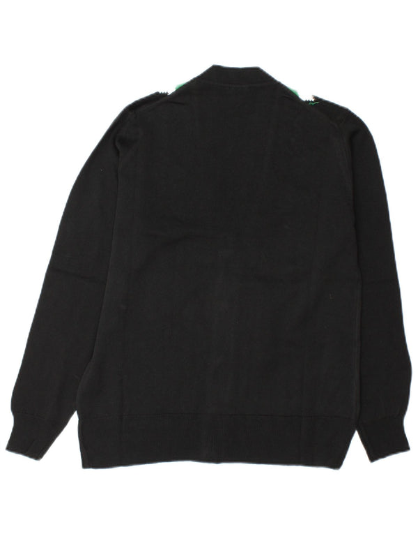 Suéter cardigã feminino vintage IT 48 XL preto colorblock