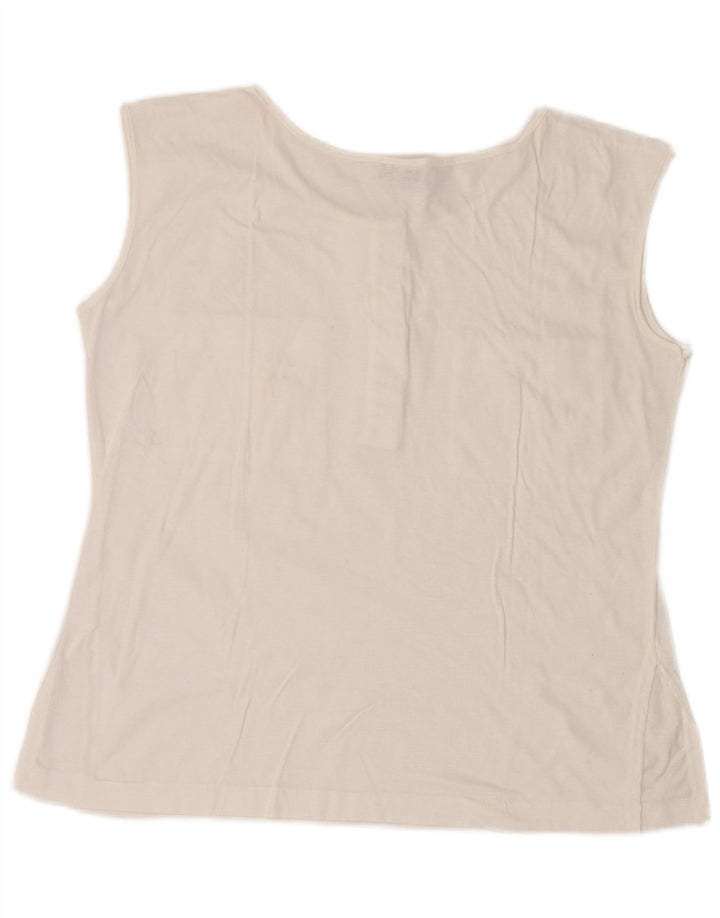 Blusa feminina sem mangas Sergio Tacchini Top UK 14 grande branco