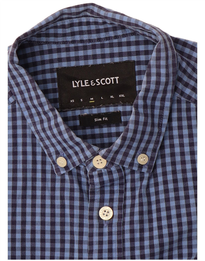 Camisa masculina slim fit Lyle & Scott guingão azul médio