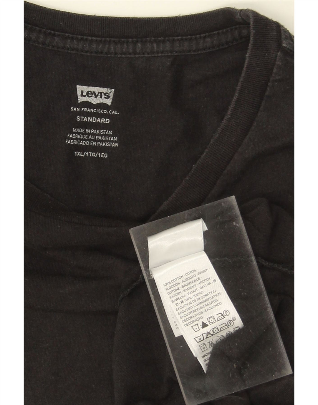 LEVI'S Mens Standard T-Shirt Top XL Black Cotton Vintage Levi's and Second-Hand Levi's from Messina Hembry 