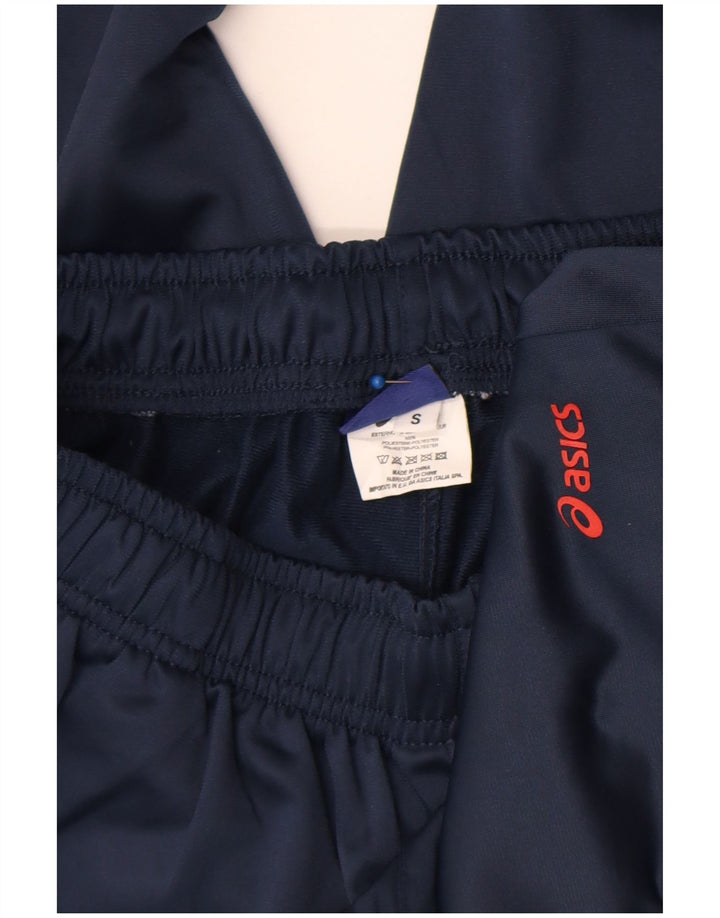 Calça de treino masculina Asics pequena azul marinho poliéster