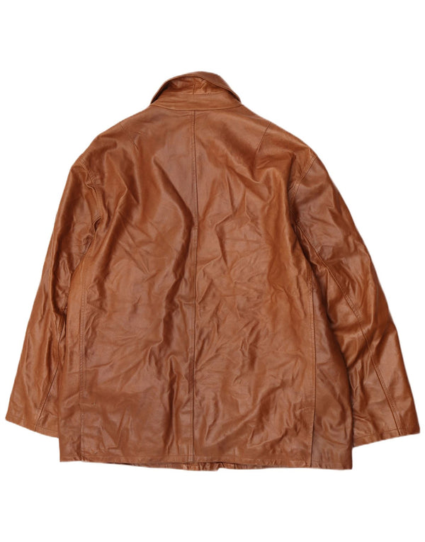 Jaqueta Blazer Masculina de Couro com 4 Botões Tempo Livre IT 54 2XL Marrom