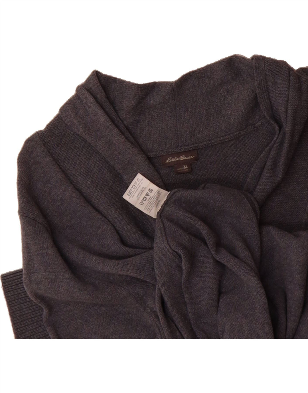 EDDIE BAUER Womens Shawl Neck Jumper Sweater UK 18 XL Grey Cotton Vintage Eddie Bauer and Second-Hand Eddie Bauer from Messina Hembry 