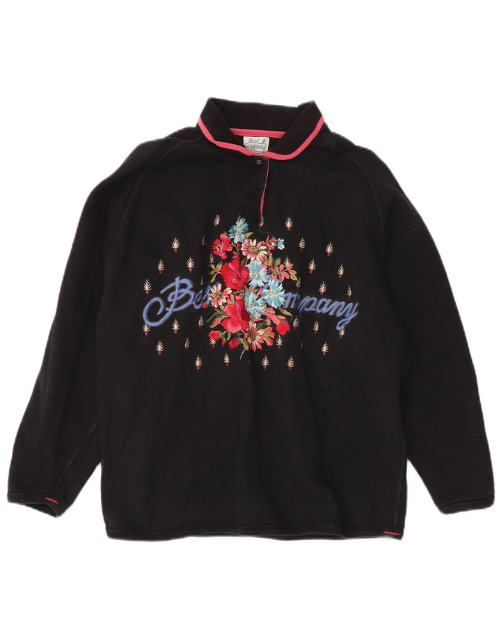 BEST COMPANY Suéter feminino oversized com estampa gráfica Reino Unido 16 grande preto