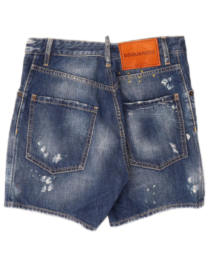 Shorts jeans feminino Dsquared2 desgastado IT 44 médio W28 algodão azul