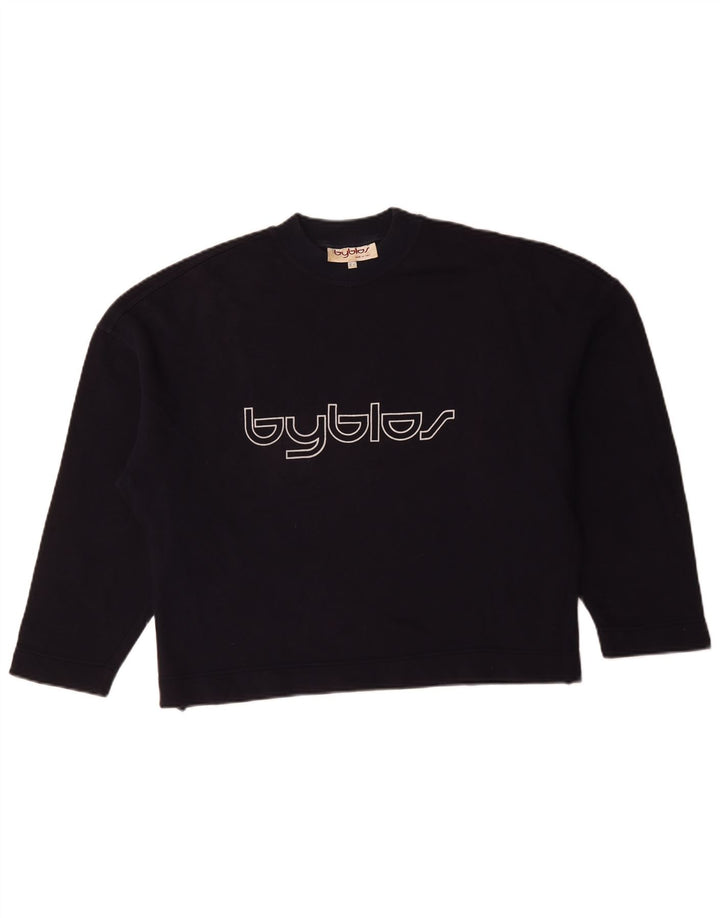 Byblos moletom feminino oversized cropped EUA 8 médio azul marinho