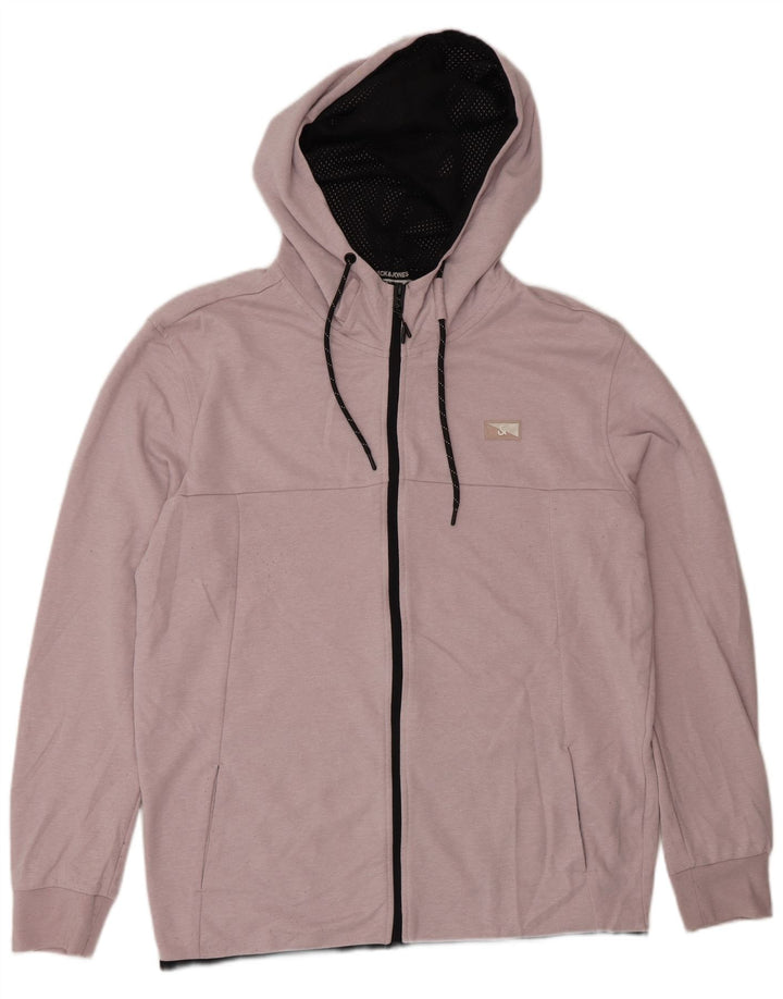 Suéter masculino com capuz e zíper Jack & Jones grande poliéster rosa