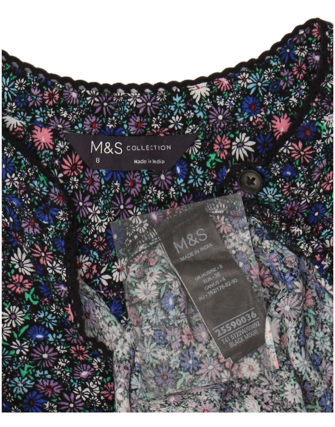 Blusa feminina MARKS & SPENCER UK 8 pequena floral multicolorida