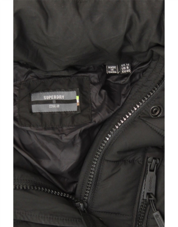 Jaqueta acolchoada com capuz feminina Superdry UK 12 poliéster preto médio