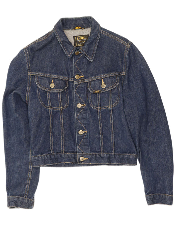 Lee Womens Crop Denim Jacket Reino Unido 12 Médio Algodão Azul Marinho