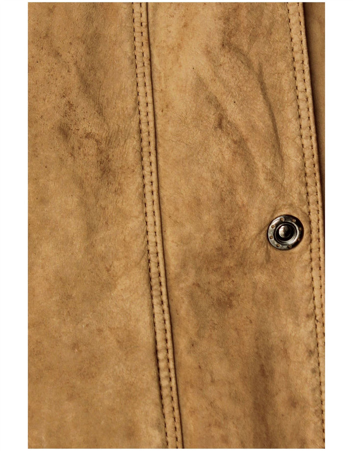 Jaqueta de couro superdimensionada feminina vintage IT 46 couro bege grande