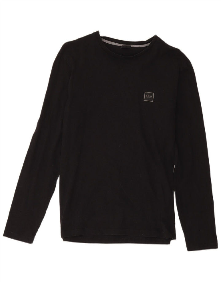 Hugo Boss Mens Top Manga Longa Médio Algodão Preto