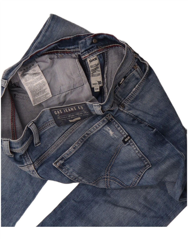 Calça jeans reta feminina Gas W30 L34 algodão azul