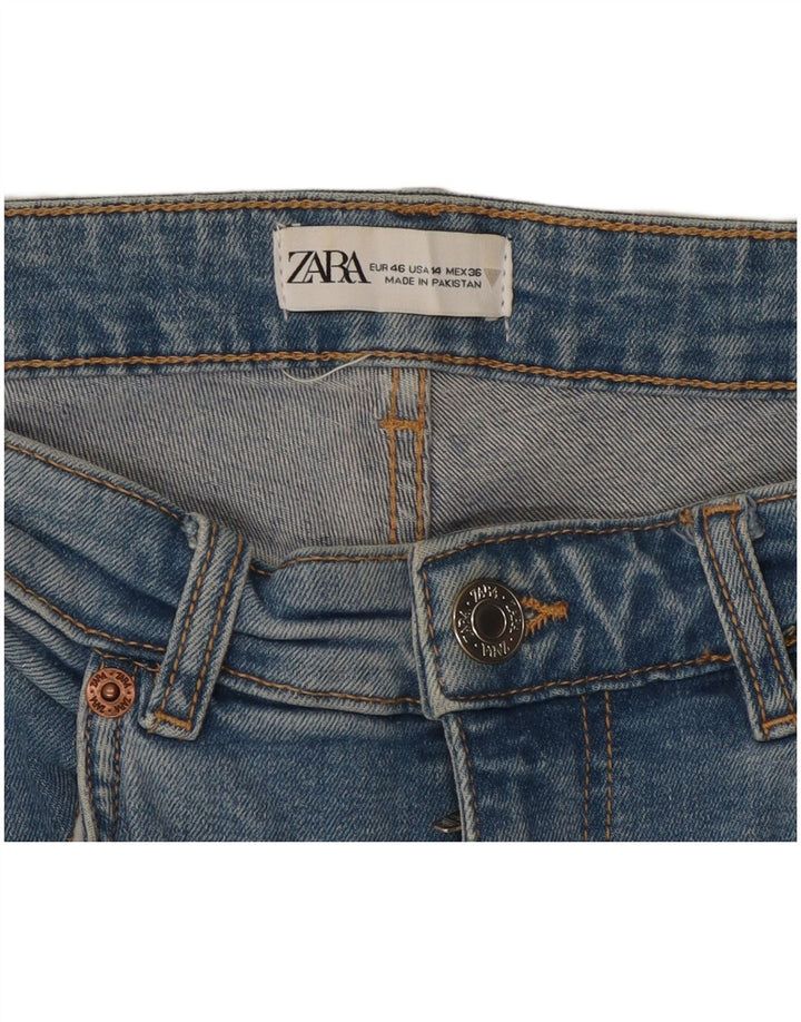 Zara Calça Jeans Feminina Crop Bootcut EU 46 XL W36 L25 Azul